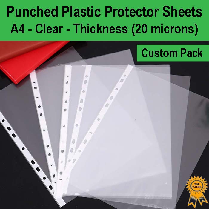 A4 Clear Plastic Punched Pockets Sheet Protectors Cover Files (Light 20